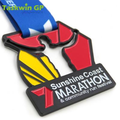 China Custom Europe Sports Metal Marathon Medals 5km 10km 25km Race Running Medal With Ribbon for sale