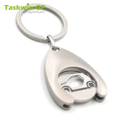 China Matte Finished Metal Car Shape To Shopping Trolley Coin Token Key Ring Key Chain for sale