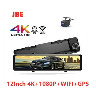 China 4K Waterproof 12 Inch Rearview Mirror Car Dvr 2160P Touch Screen Dash Cam VCR With WIFI GPS Night Vision Reverse Dash Camera for sale