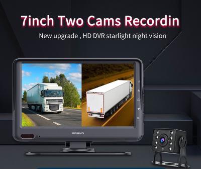 China Waterproof 7 Inch SD DVR HD Recording 4Pin 2CH Split Car Rear View Monitor + Waterproof AHD 1080P Reversing Backup Camera For Bus Truck Kit for sale