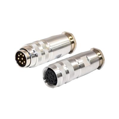 China Metal Automotive Electrical Assembly Water Proof IP68 Screw Power M8 M12 M16 4 8 Pin Connector for sale