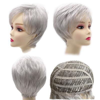 China Wholesale Price Silky Straight Fluffy Layer Wig Natural Wave Wigs Short With Bangs Synthetic Hair Wigs For Women for sale