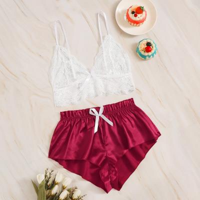 China QUICK DRY female factory lace up comfortable breathable satin sexy shorts underwear appeal underwear set for sale