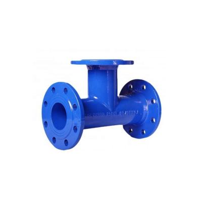 China Ductile Iron GGG50 / ASTM A536 All Ductile Flanged Cast Iron Fittings Double Flange Tee Three Way Tee for sale