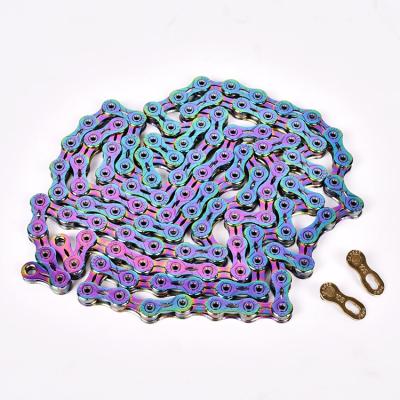 China Colorful Bicycle Chain 10/11/12 Speed ​​Mountain Bike Hollow Chain Bicycle Chain For MTB/Road Bike for sale