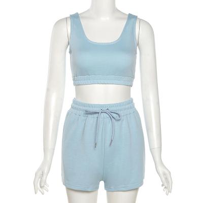 China 2021 Anti-Static Crop Top Two Piece Summer Crop Sets Women Jogging Sweated Short Set for sale