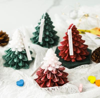 China Christmas Aromatherapy Christmas Tree Candle Decorations Gift Small Candles Christmas Tree Plastic Arts Candles for sale