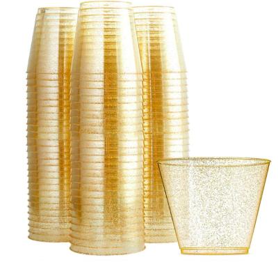 China Wholesale 9OZ270ML Single Wall Plastic Cup Gold And Silver Fruit Cup Disposable Plastic Cup for sale