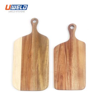 China Uweld Sustainable Kitchens Natural Solid Wood Serving Dish Wooden Cheese Cutting Board Bread Board Acacia Wood Steak Board for sale