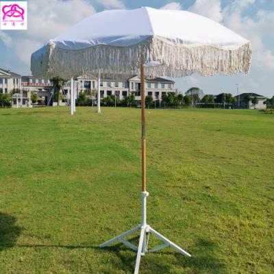 China Custom wholesale fringed sonnenschirm modern outdoor wind resistant tassels beach umbrella tassel sombrilla quasten for sale