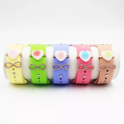 China Suitable for your Watch Decorative Stainless Steel Stud Charms for Silicone Watch Strap Cute Heart and Bear Charms Compatible for Apple Watch Band for sale