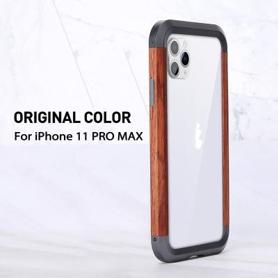 China Protect For Your iPhone Luxury Retro Classic Aluminum Metal Wood Protective Phone Case Shockproof Bumper For iPhone 11 Pro Max for sale