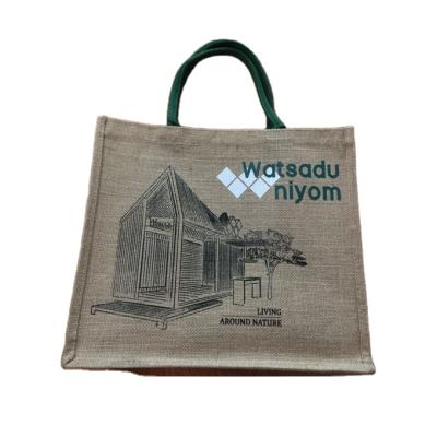 China Customized Printed Eco Friendly Reusable Natural Burlap Tote Bags Jute Shopping Beach Reusable Bag en venta