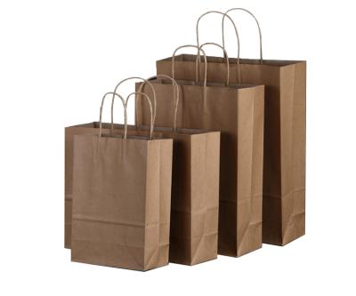 中国 Disposable Accept Custom Printing Kraft Paper Bag With Handle Feature Brand Recyclable Paper Shopping Bag 販売のため