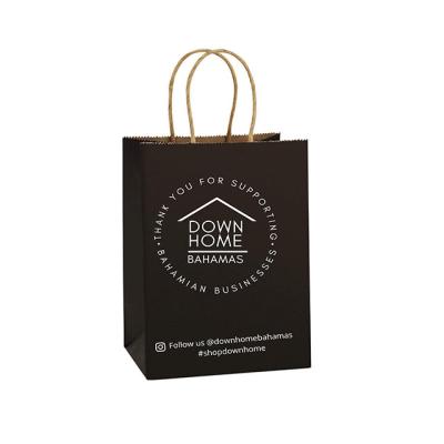 중국 Disposable Recyclable Kraft Paper Bag With Your Own Logo , Custom Shopping Paper Bag For Food With Handle 판매용