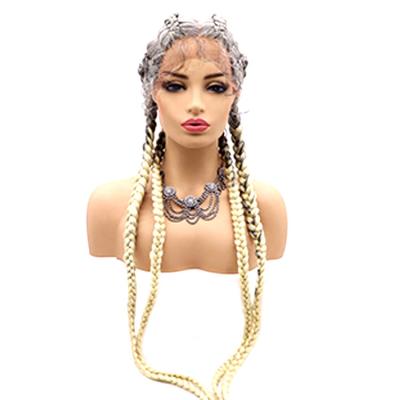 China Hot Selling Braiding Hair Wholesalers Newest Transparent Lace Front Synthetic Braided Hair Wigs for sale