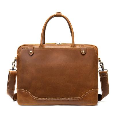 China Classic GENUINE LEATHER Customizable Business Makeup Organizer Laptop Bag Briefcase for sale