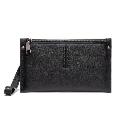 China Minimalism waterproof black men's business well-selling real long genuine leather wallet for sale