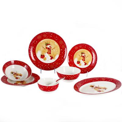 China Christmas Sustainable Ceramic Dinner Dishes Set Porcelain Dining Food Steak Dessert Dinner Dish Dishes for sale