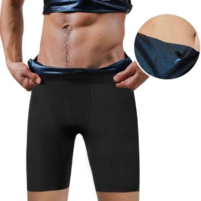 China Sports Workout Sauna Suit Gym Tracksuit For Men High Waist Slimming Shorts Compression Workout Fitness Thighs Thermo Body Shaper for sale