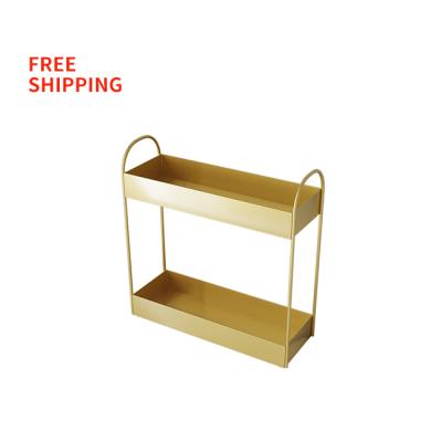 China Double-Layer Bathroom Countertops Storage Rack Wrought Iron Bathroom Skin Care Product Rack Lightweight Free Shipping for sale