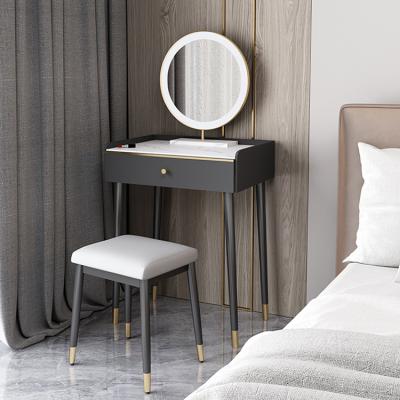 China Modern Minimalist Style Multiple Colors Makeup Storage with Lockers Dressing Table with Touch Screen Mirror and Chair in Bedroom for sale