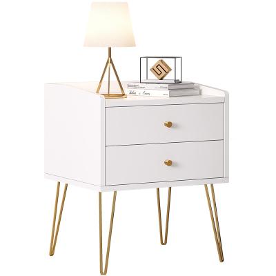 China Modern Nightstands Storage Drawer Iron Legs White Bedside Table For Modern Bedroom Bedside Table Bedroom Furniture for sale