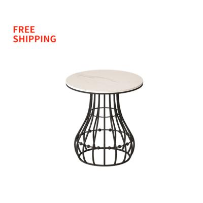 China (Other)free shipping adjustable round wrought iron nordic side marble coffee table storage table living room bargain minimalist marble for sale