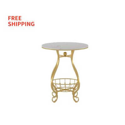 China (Other)Round table double-layers storage shelf coffee table adjustable Sofa Side Table Rock With iron free shipping for sale