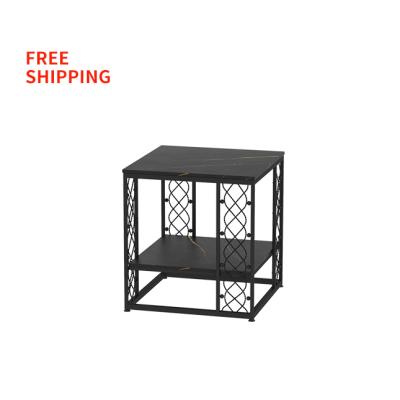 China (Other) Free Shipping Adjustable Double Side Lounge Sofa SideTable Storage Square Wrought Iron Office Desk Coffee and Tea Table for sale