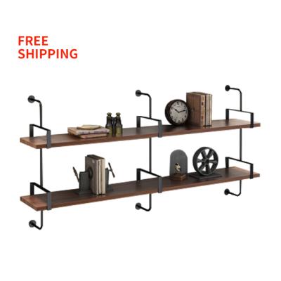 China Industrial Free Shipping Industrial Wall Mount Home Decor Wall Shelves Support Pipe Shelving Pipe Industrial Metal Storage Wall Shelves for sale