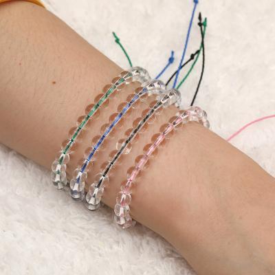 China Adjustable Multicolor Handmade Braided Transparent Recycled Glass Rope 6mm Casual/Sporting Couples Friendship Beads Bracelet for sale