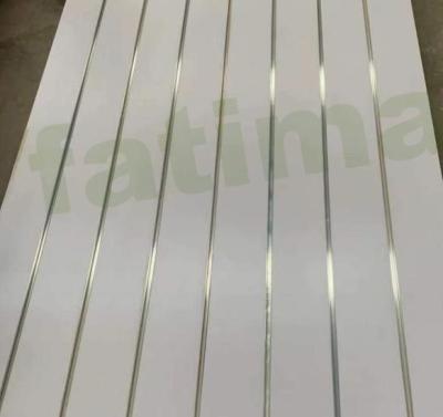 China Contemporary Slotted MDF Board 15mm 17mm 18mm Melamine Paper Faced Slatwall MDF Board for sale