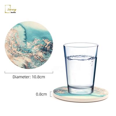 China OEM Sustainable Marble Tea Coffee Beer Round Stoneware Ceramic Coasters For Drinks Cup Mats&pads for sale