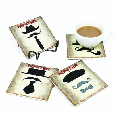 China OEM Sublimation Printing Square Ceramic Coffee Tea Coffee Beer Kitchen Table Mug Coasters Cup Coasters Custom Viable Custom Set for sale