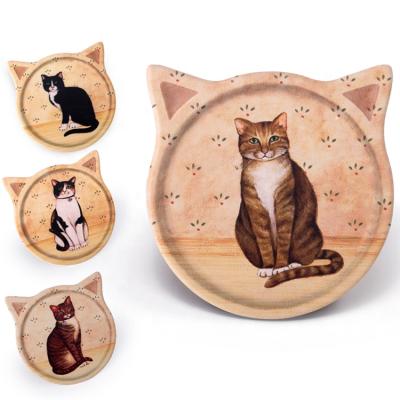 China Water Sustainable Beer Coffee Tea Coffee Cat Shape Sublimation Mats&pads Ceramic OEM Cup Coasters Mug Mat for Drinks for sale