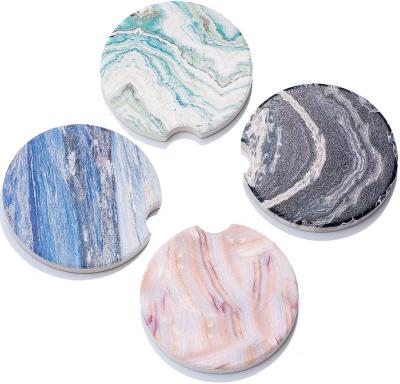 China OEM Styles Ceramic Sublimation Sublimation Durable Round Ceramic Car Coasters Cup Holders Car Accessories For Cold Drink for sale