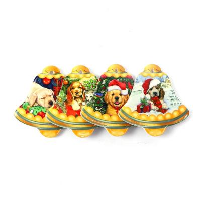 China Shape OEM Personalized Gifted Wholesale Custom Crafted Souvenir Christmas Christmas Bell Square Porcelain Fridge Magnet for sale