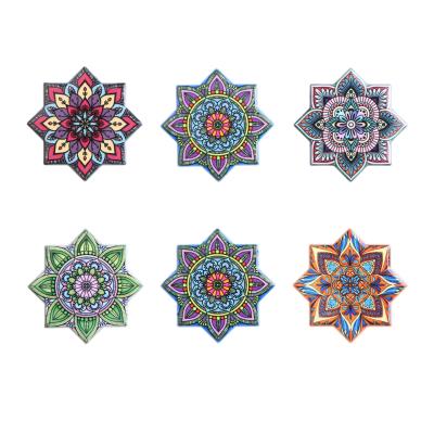 China Shape Ceramic Home Decoration Bohemian Mandala Fridge Magnets Custom Ornaments For Gifts Wholesale for sale