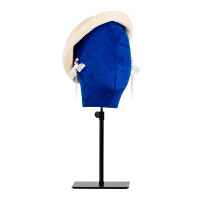 China Other Bule Boutique Fashion New Main Mannequins Velvet Cover For Helmet Hats Display for sale