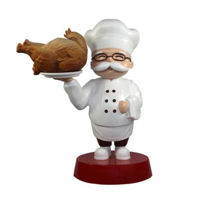 China Life Size Chef China Restaurant Decoration Fiberglass Cardboard Chicken Sculpture for sale