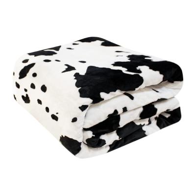 China Warm Classic Microfiber Throw Fleece Push In Cow Design Flannel Blanket Summer Blanket Cheap Blanket For Wholesale for sale