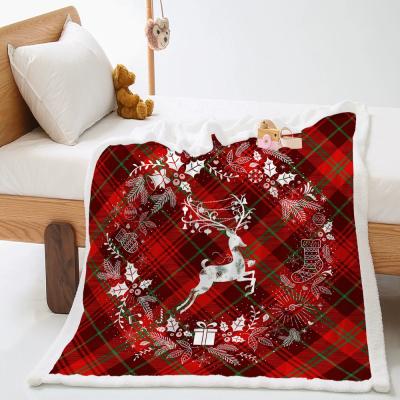 China Low MOQ Nondisposable Christmas Style Flannel Fleece Blanket Printed Christmas Blanket Blanket For Winter for sale