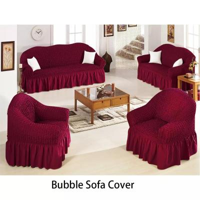 China High Quality Universal Custom Cotton Seersucker Stretch Sofa Slipcover With Skirt Bubble Sofa Cover for sale