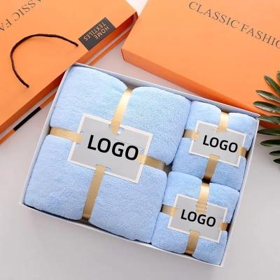 China Child Safe High Quality Bath Towel Set Gift Thick Coral Fleece Soft Absorbent Face Towel Bath Set for sale