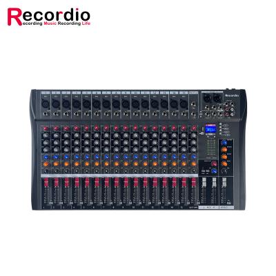 China Mixing console with digital microphone 16 channels with USB BT 48 V Phantom Power Professional Karaoke DJ Audio Mixer for sale