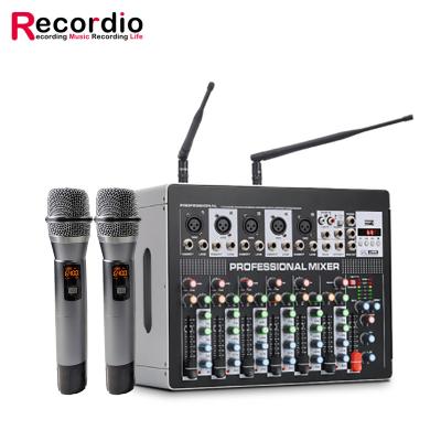 중국 GAX-702W Professional 7-channel mixer with amplifier wireless microphone integrated machine suitable for karaoke stage perform 판매용