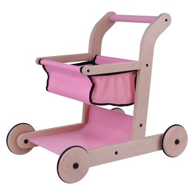 China Learn Toy Shopping Trolley Baby Walking Training Wooden Baby Walker for sale