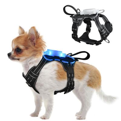 China Padded Outdoor Walking Glowing Flashing Led Dog Harness With MOLLE Webbing for sale