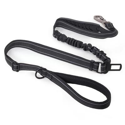 China Thoughtful Dual Handle 4-in-1 Multifunctional Heavy Duty Dog Leash With Car Seat Belt Shock Absorbing Leash for sale